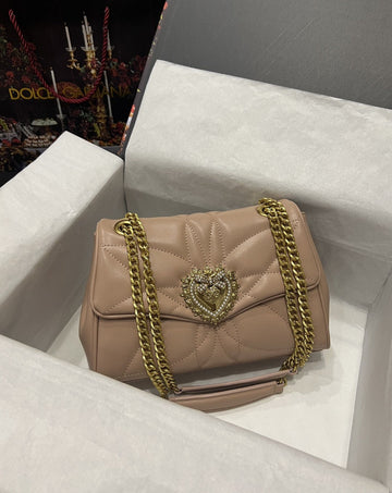 Top Quality Large Devotion Shoulder Bag In Quilted Nappa Beige For Women 11.4in/29cm Top Quality