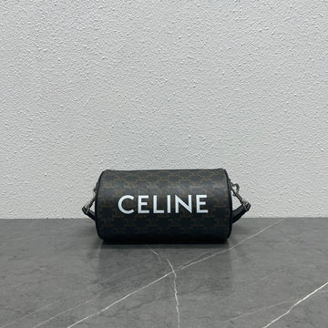 Top Quality Cylinder Bag In Triomphe Canvas Black For Women 9in/22cm