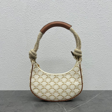 Top Quality MeTop Qualityum Ava Chain In Triomphe Canvas White For Women 10in/25cm