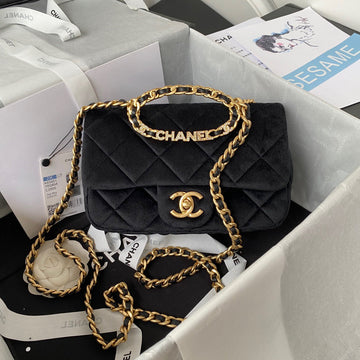 CHL Flap Bag Gold Hardware Black For Women, Women’s Handbags, Shoulder Bags 9in/24cm AS3451