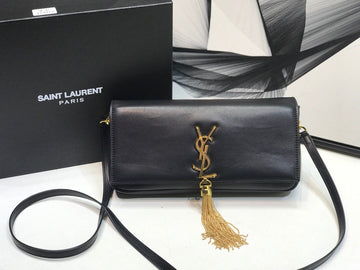 YSSL Kate Tassel Small Shoulder Bag Black For Women 10in/26cm YSL P00483545