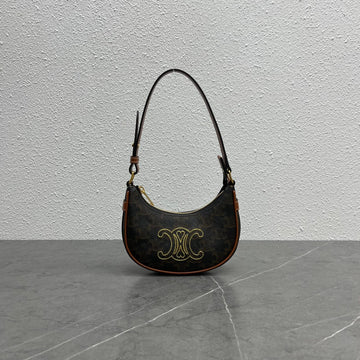 Top Quality Triope Heart Embroidered Mini ATop Qualitya – Triope Canvas Brown For Women 6.4in/16cm 10I602EB1.04LU