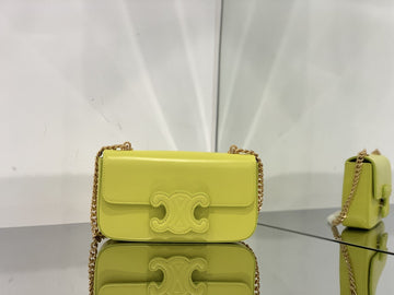 Top Quality Chain Shoulder Bag Cuir Triomphe Green For Women 7.9in/20cm