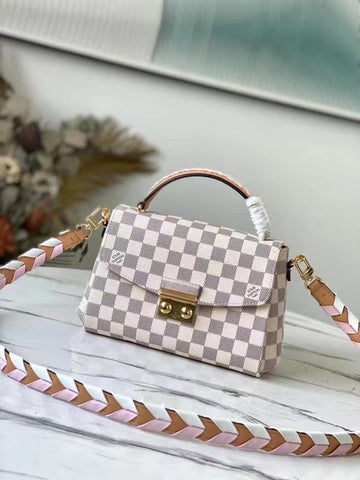 Top Quality Croisette Damier Azur Canvas Pink For Women, WoHandbag, Shoulder And Crossbody Bags 9.8in/25cm Top Quality N50053