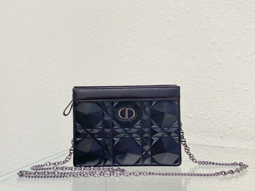 Top Quality Caro Zipped Pouch With Chain Black, For Women, WomenÂs Handbags 7.5in/19cm CD S5106BNEM_M900
