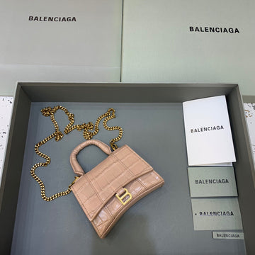 Top Quality Hourglass Mini Handbag With Chain In Beige, For Women,  Bags 4.7in/12cm