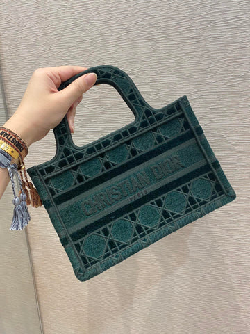 Top Quality Mini Book Tote Oblique Blue Canvas For Women 23cm/9in CD