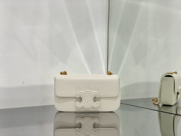 Top Quality Chain Shoulder Bag Cuir Triomphe White For Women 7.9in/20cm