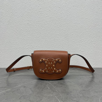 Top Quality Folco Cuir Triomphe With Studs Brown For Women 7in/19cm 198263DU9.04LU