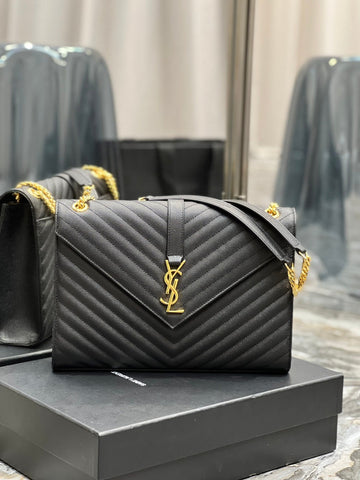 Top Quality College Large Chain Bag Black For Women 12.6in/32cm YSL 600278BRM071000
