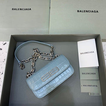 Top Quality Gossip Small On Chain Shoulder Bag Blue, For Women,  Bags 7.4in/19cm