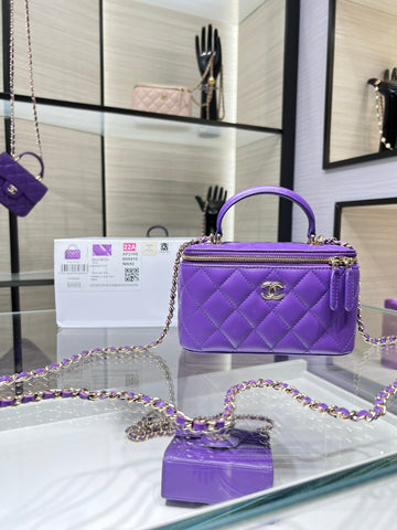 CHLVanity With Chain Silver Hardware Purple For Women, Women’s Handbags, Shoulder Bags 6.7in/17cm