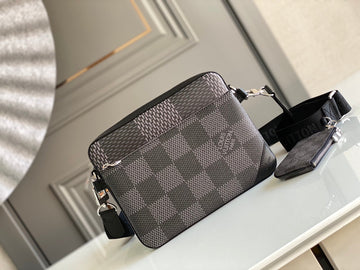 Top Quality Trio Messenger Damier Graphite Black For Men, Bags, Shoulder And Crossbody Bags 9.8in/25cm Top Quality N50017