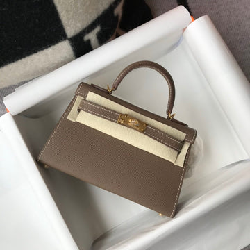 Top Quality Greige Togo Brown With Gold Toned Hardware Bag For Women, Handbags, Shoulder Bags 7.5in/19cm