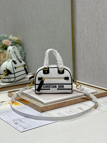 Top Quality Mini Vibe Zip Bowling Bag, White Handbags, Bowling Bags, 17cm CD