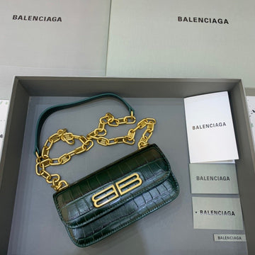 Top Quality Gossip Small On Chain Shoulder Bag Dark Green, For Women,  Bags 7.4in/19cm