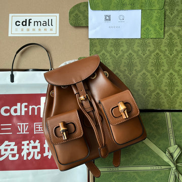 gg Bamboo Small Backpack Brown For Women, Women’s Bags 8in/22cm gg ââ702101 UZY0T 2535