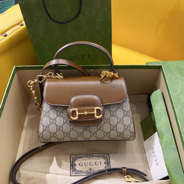gg Horsebit 1955 Mini Bag Brown For Women, Women’s Bags 8.7in/22cm gg â703848 9AAAJ 8563