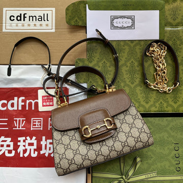 gg Ophidia gg Horsebit 1955 Mini Bag Light Brown And Beige For Women, Women’s Bags 8in/22cm gg 703848 9AAAJ 8563