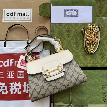 gg Ophidia gg Horsebit 1955 Mini Bag White And Beige For Women, Women’s Bags 8in/22cm gg