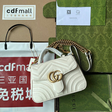 gg Marmont Mini Top Handle Bag White For Women, Women’s Bags 8.3in/21cm gg â547260 DTDIT 9022