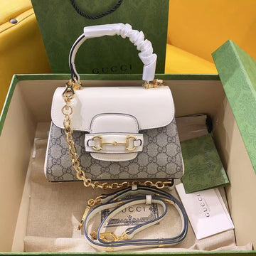 gg Horsebit 1955 Mini Bag White For Women, Women’s Bags 8.7in/22cm gg â703848 92TCK 9761