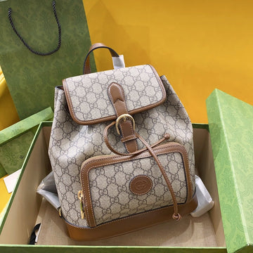 gg Backpack With Interlocking G Brown For Women, Women’s Bags 11.8in/30cm gg â