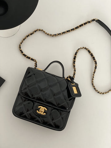 CHLSmall Flap Bag With Top Handle Black For Women, Women’s Bags 8.1in/20.5cm AS3652 B09576 94305