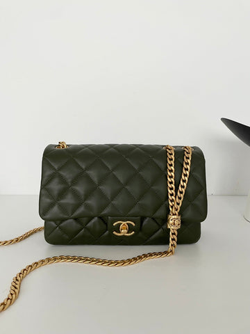 CHLSmall Flap Bag Green For Women, Women’s Bags 8.7in/22cm