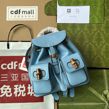 gg Bamboo Small Backpack Blue For Women, Women’s Bags 8in/22cm gg ââ702101 UZY0T 4338